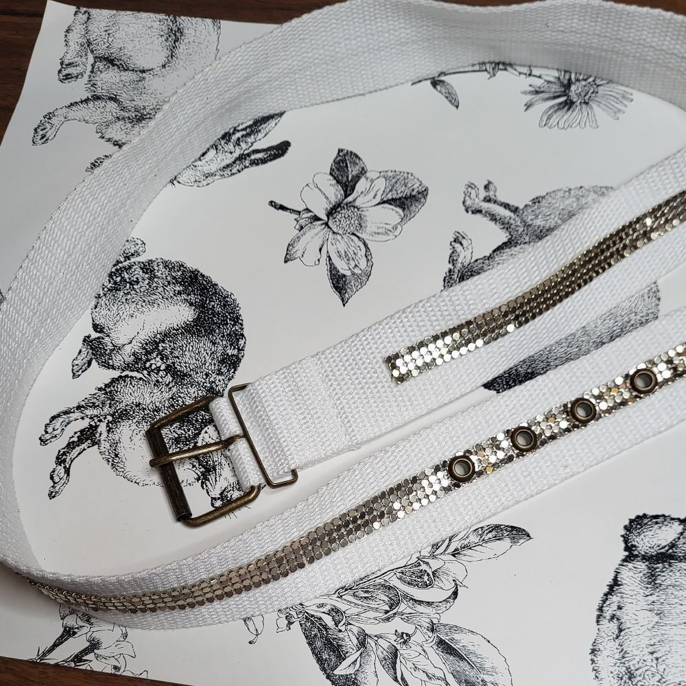 Metal mesh and canvas belt size 12